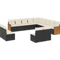 Maison Exclusive - Salon de jardin avec coussins 13 pcs noir résine tressée
