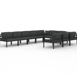Maison Exclusive - Salon de jardin 10 pcs avec coussins aluminium anthracite Discount