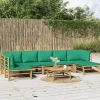 Maison Exclusive - Salon de jardin 8 pcs avec coussins vert bambou Discount