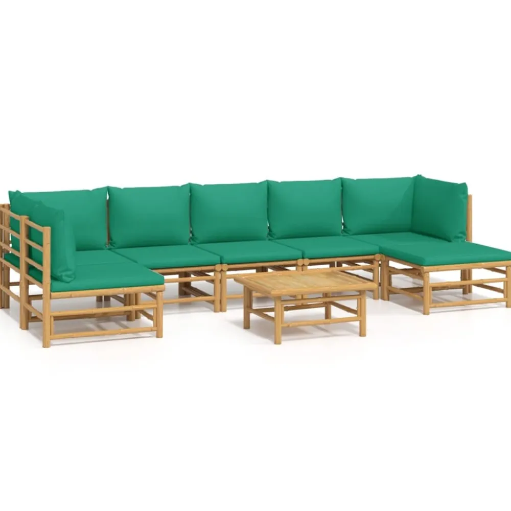 Maison Exclusive - Salon de jardin 8 pcs avec coussins vert bambou Discount