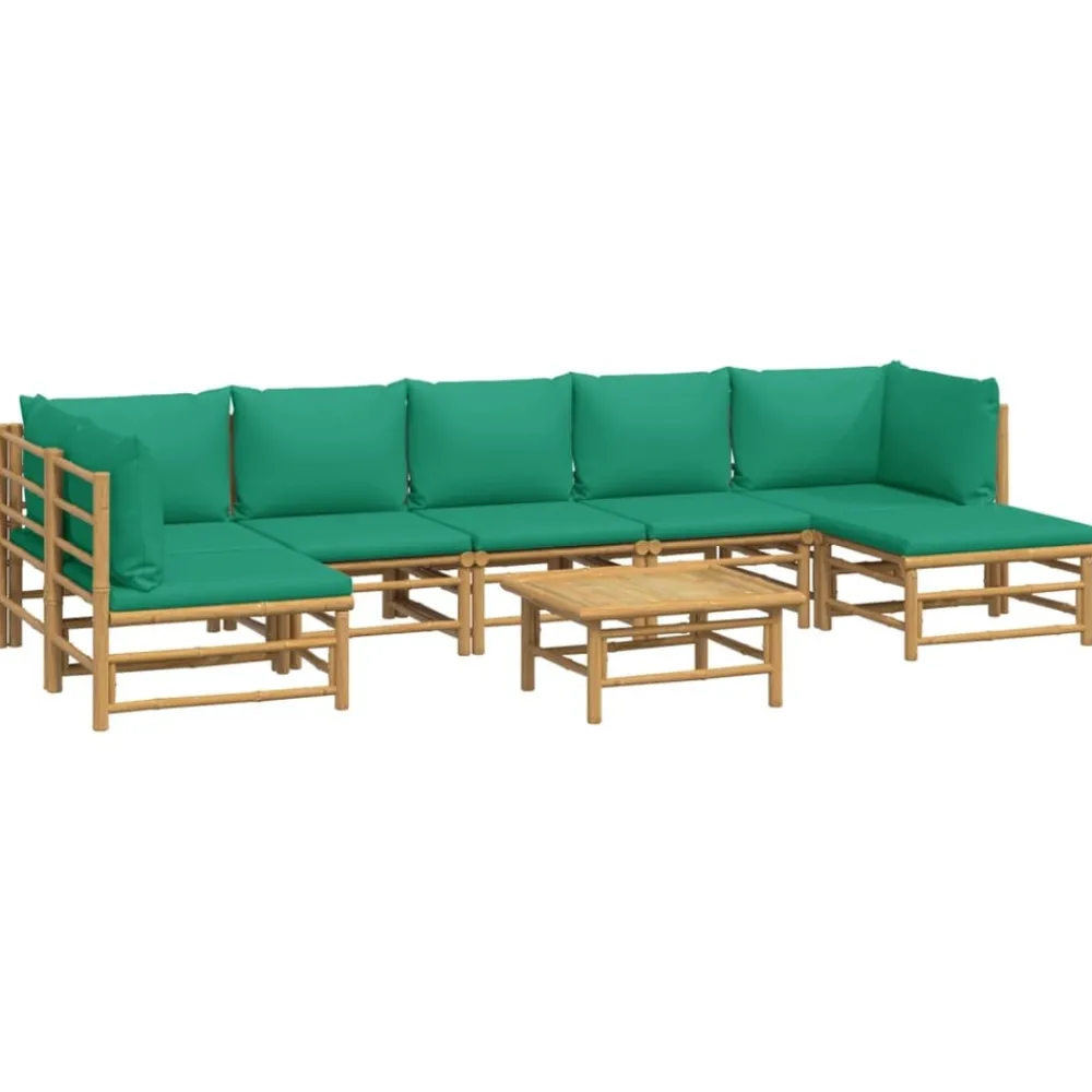 Maison Exclusive - Salon de jardin 8 pcs avec coussins vert bambou Discount