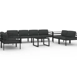Maison Exclusive - Salon de jardin 9 pcs avec coussins aluminium anthracite
