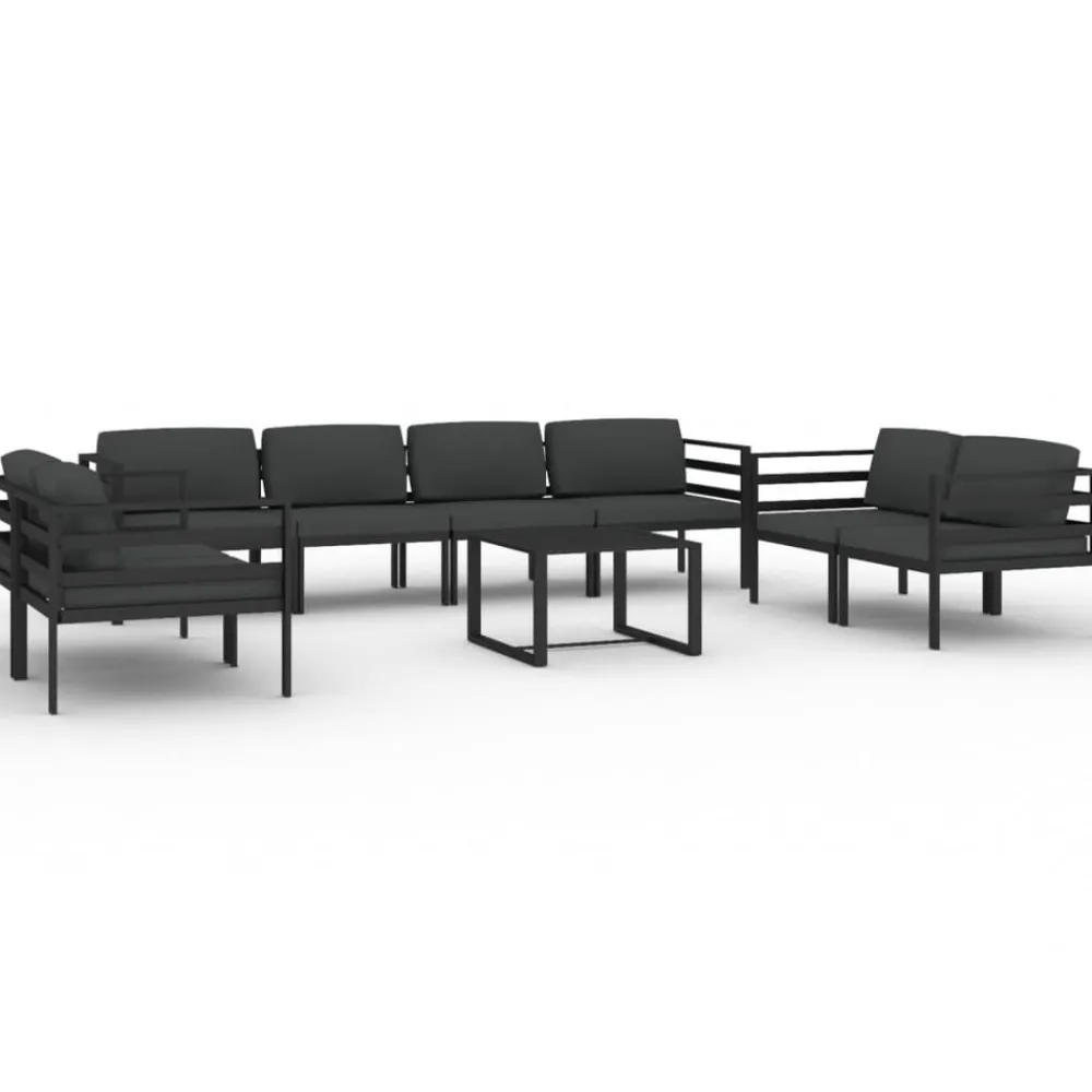 Maison Exclusive - Salon de jardin 9 pcs avec coussins aluminium anthracite