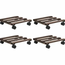 Maison Exclusive - Support roulant à plantes bois de cèdre 4 pcs 25 x 25 cm Discount