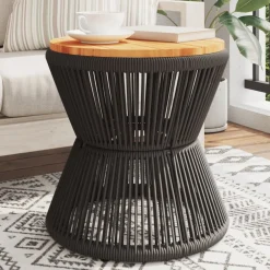 Maison Exclusive - Table basse avec base en fil de fer noir bois d'acacia massif Best