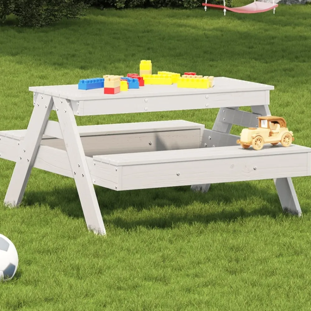Maison Exclusive - Table de pique-nique pour enfants blanc bois massif de pin New