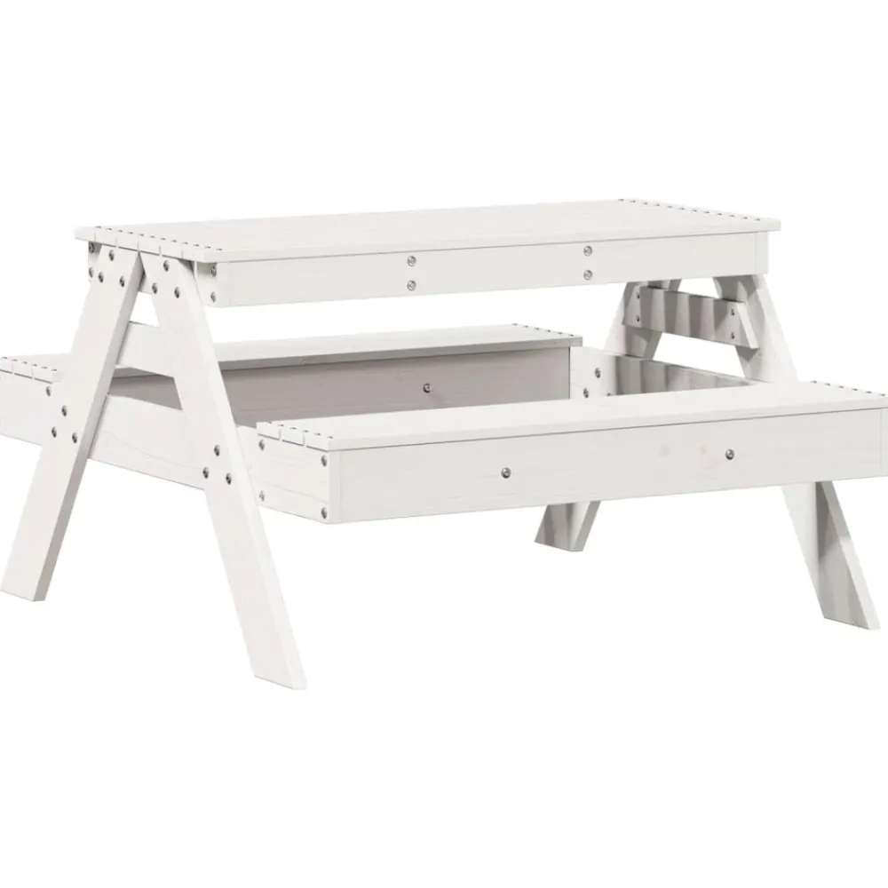 Maison Exclusive - Table de pique-nique pour enfants blanc bois massif de pin New