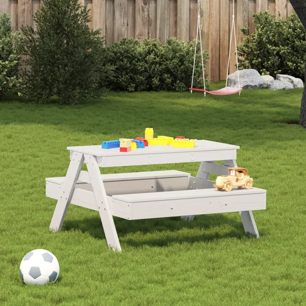 Maison Exclusive - Table de pique-nique pour enfants blanc bois massif de pin New