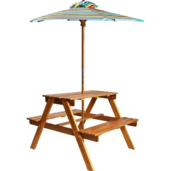 Maison Exclusive Mobilier Pour Enfants | - Table à pique-nique et parasol enfants 79x90x60cm acacia solide
