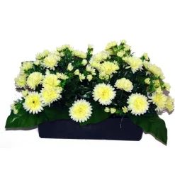 Marichal Fleurs Et Plantes Artificielles | - Jardinière 40Cm de 48 chrysantheme jaune , H35CM - L50Cm, 5Kg