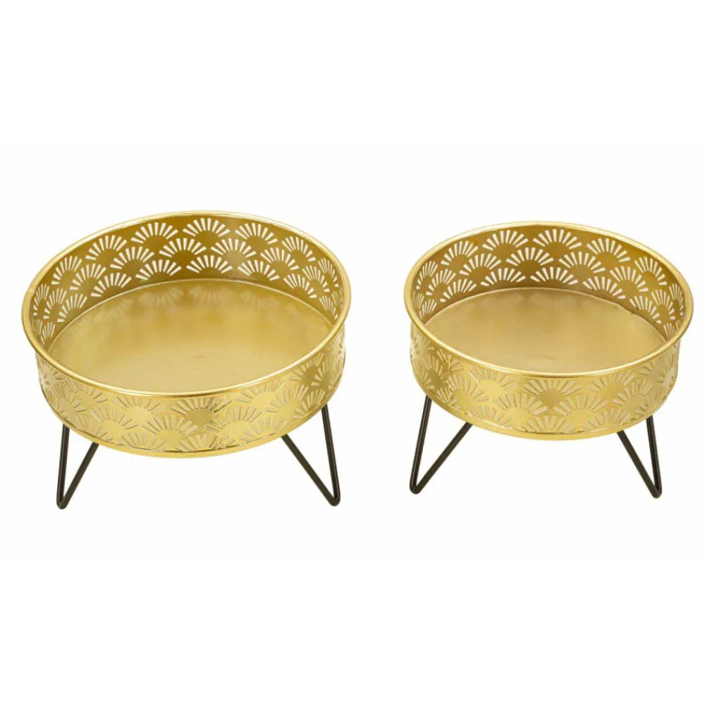 Mauro Ferretti Cache-Pots Et Bacs D'Intérieur | - Set de 2 cache-pots en métal doré et noir zanny