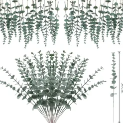 Mcboson - Feuilles d'eucalyptus artificielles vertes*24 Sale