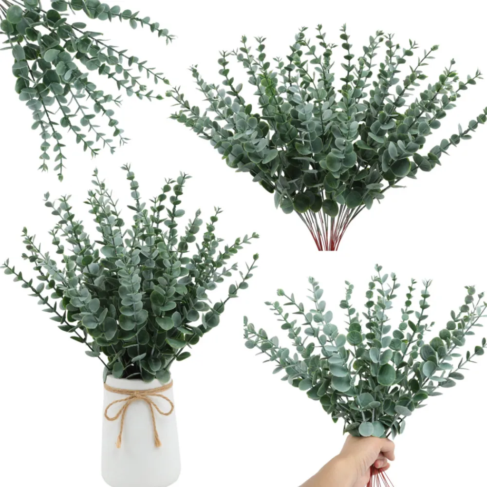 Mcboson - Feuilles d'eucalyptus artificielles rouge*24 Outlet