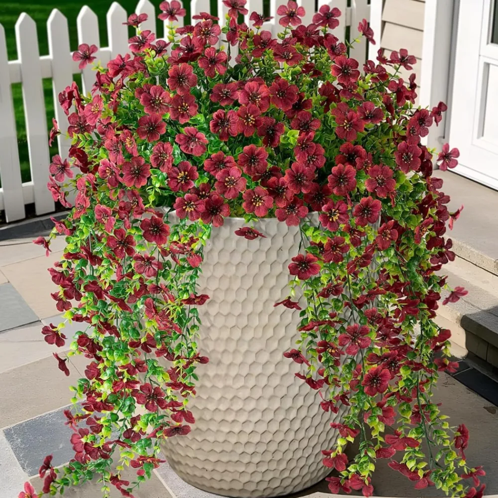 Mcboson Plantes Artificielles | - Fleurs plastiques artificielles pour phalaenopsis 2 pièces rouge