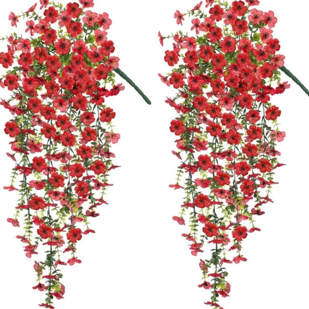 Mcboson Plantes Artificielles | - Fleurs plastiques artificielles pour phalaenopsis 2 pièces rouge