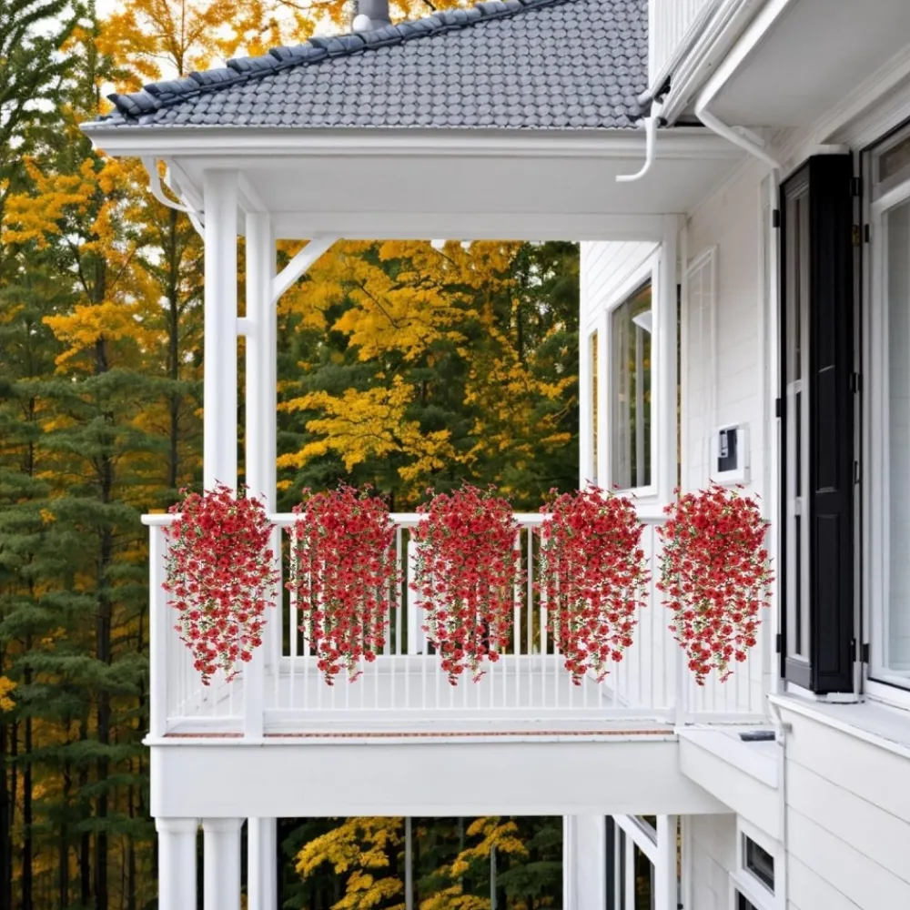 Mcboson Plantes Artificielles | - Fleurs plastiques artificielles pour phalaenopsis 2 pièces rouge