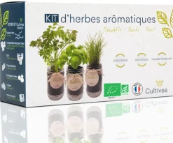 Mes Courses En Vrac - Cultivea kit prêt à pousser d’herbes aromatiques - jardin potager d’intérieur - (ciboulette, basilic persil) Discount