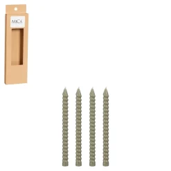 MICA Bougies, Senteurs Et Bien-Être | - Bougies Twist H.18cm D.1.4cm, coloris vert - x4 pièces