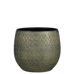 MICA - Cache-pot Madeira, en terre cuite, coloris vert - H.23xD.23cm Discount