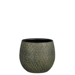 MICA - Cache-pot Madeira, en terre cuite, coloris vert - H.18xD.18cm Online