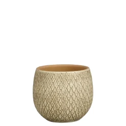 MICA - Cache-pot Madeira, en terre cuite, coloris crème - H.18xD.18cm Clearance