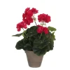 MICA Fleurs Et Plantes Artificielles|Plantes Artificielles | - Geranium en pot Ø 11,5 cm, rose foncé Ø 23 x H. 32 cm