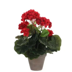 MICA Fleurs Et Plantes Artificielles | - Geranium en pot Ø 11,5 cm, rouge Ø 23 x H. 32 cm