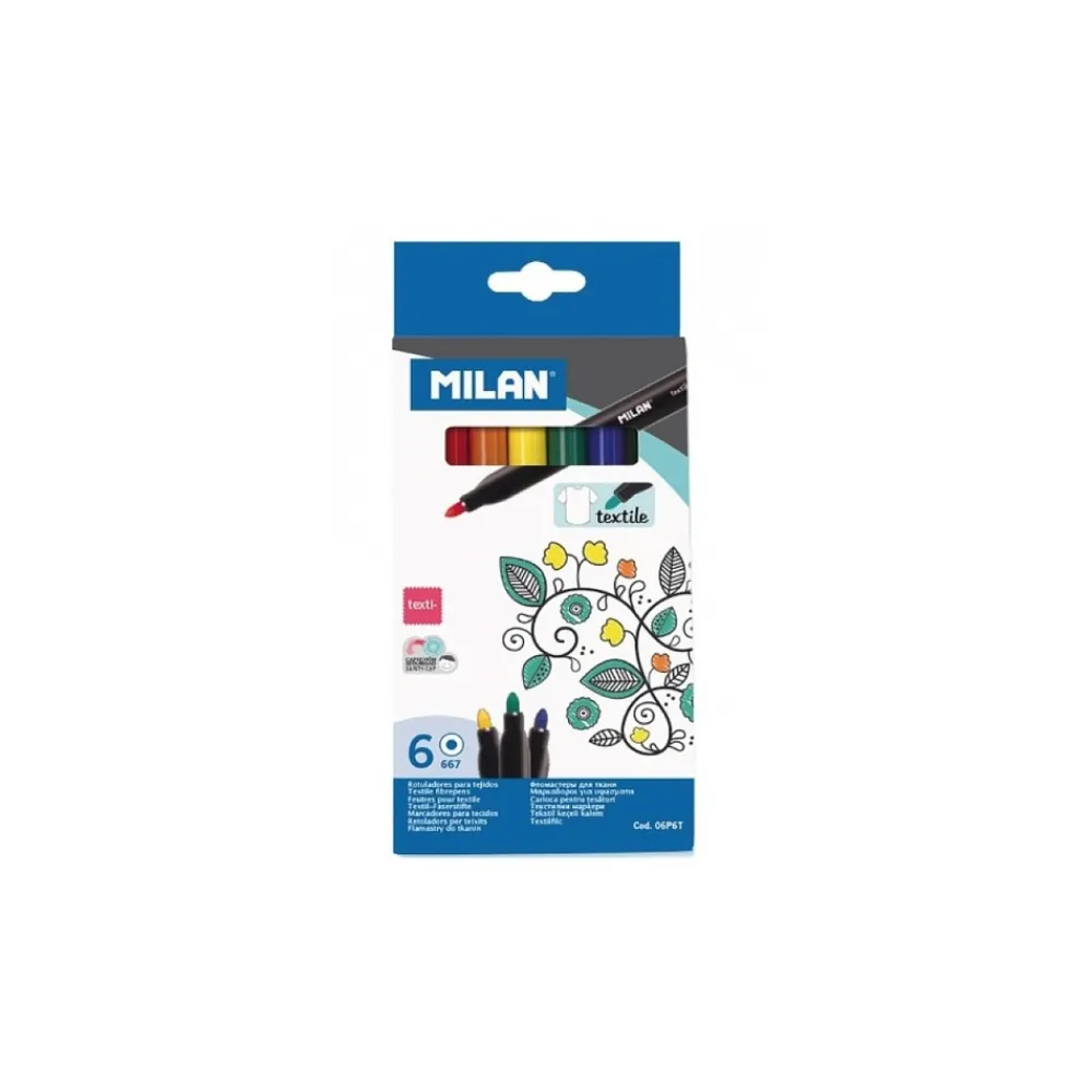 Milan Peinture Et Beaux-Arts | - Boite 6 feutres textile pour tissu