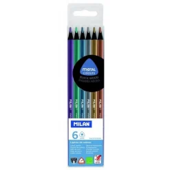 Milan - Boîte de crayons métallisés en bois noir élégante Clearance