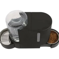 M Pets - Distributeur de croquettes et d'eau m.pets duplo 1,3kg/3l - 40x16.2x29.1 cm - noir New
