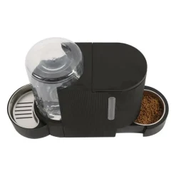 M Pets - Distributeur de croquettes et d'eau m.pets duplo 1,3kg/3l - 40x16.2x29.1 cm - noir Outlet