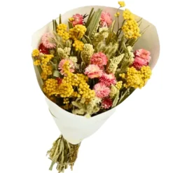Naturalys - Bouquet de fleurs séchées prestige mix jaune rose 50 cm Best