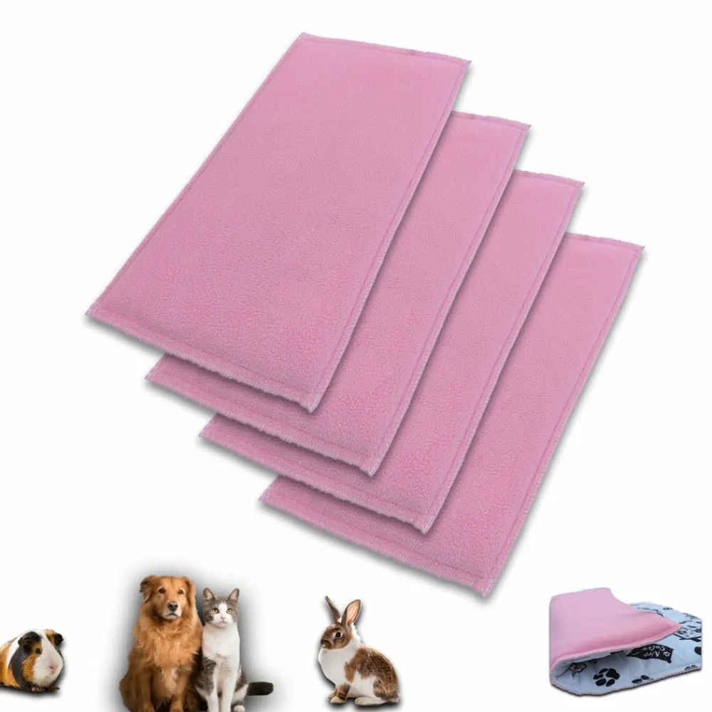 Neo Solvo - Lot de 4 - tapis pour cochon d'inde et lapin en polaire 105 x 70 cm - polaire absorbant, lavable en machine, economique Outlet