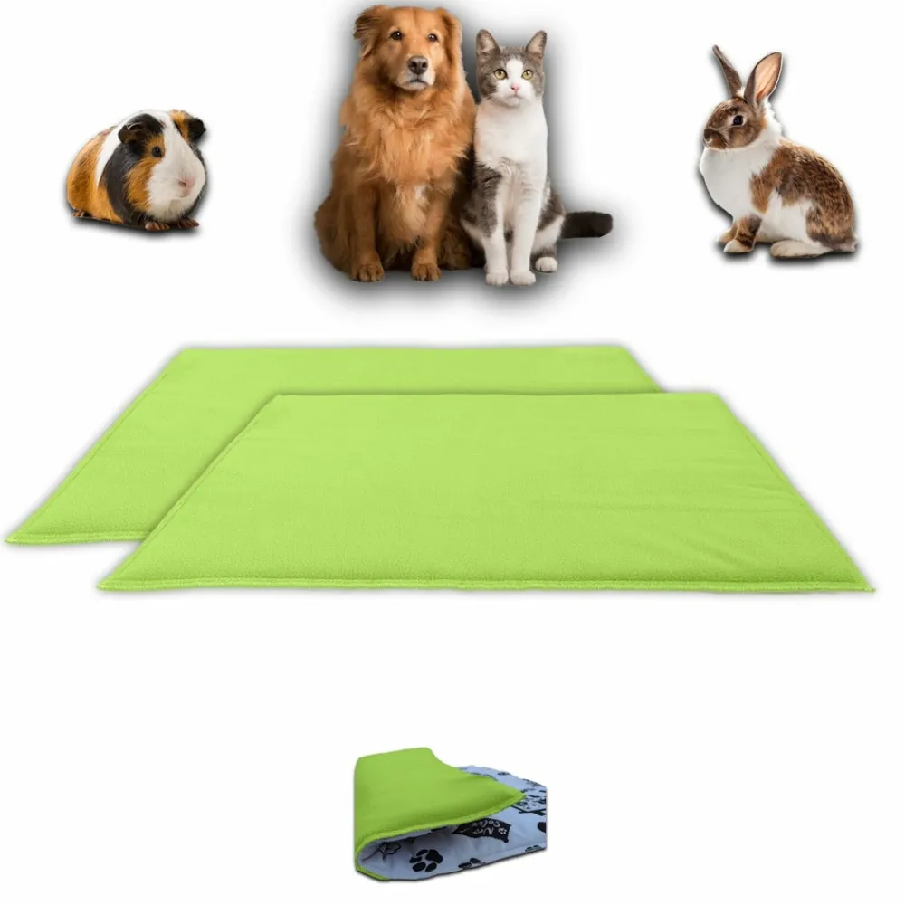 Neo Solvo Hygiène Et Soins | - Lot de 2 - tapis pour cochon d'inde et lapin en polaire 60 x 50 cm - polaire absorbant, lavable en machine, economique