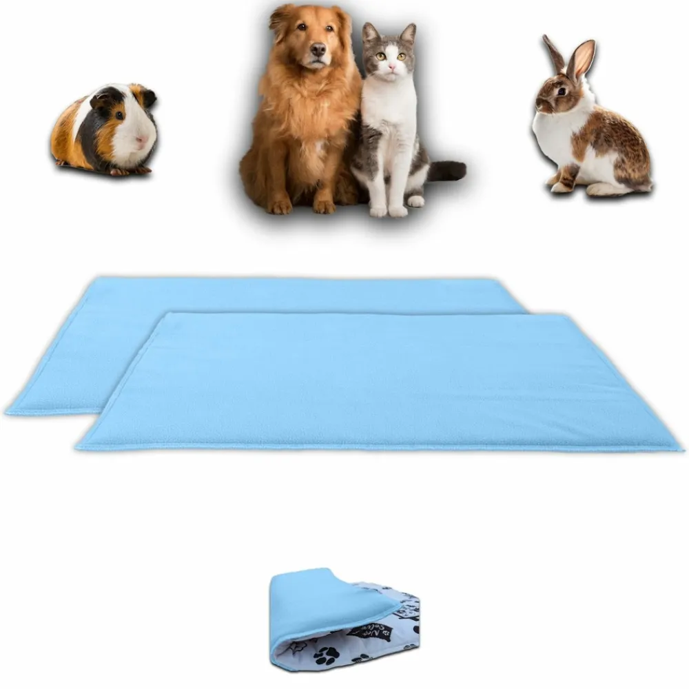 Neo Solvo - Lot de 2 - tapis pour cochon d'inde et lapin en polaire 60 x 50 cm - polaire absorbant, lavable en machine, economique Clearance