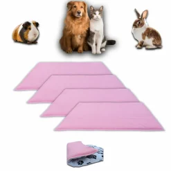 Neo Solvo Hygiène Et Soins | - Lot de 4 - tapis pour cochon d'inde et lapin en polaire 70 x 35 cm - polaire absorbant, lavable en machine, economique