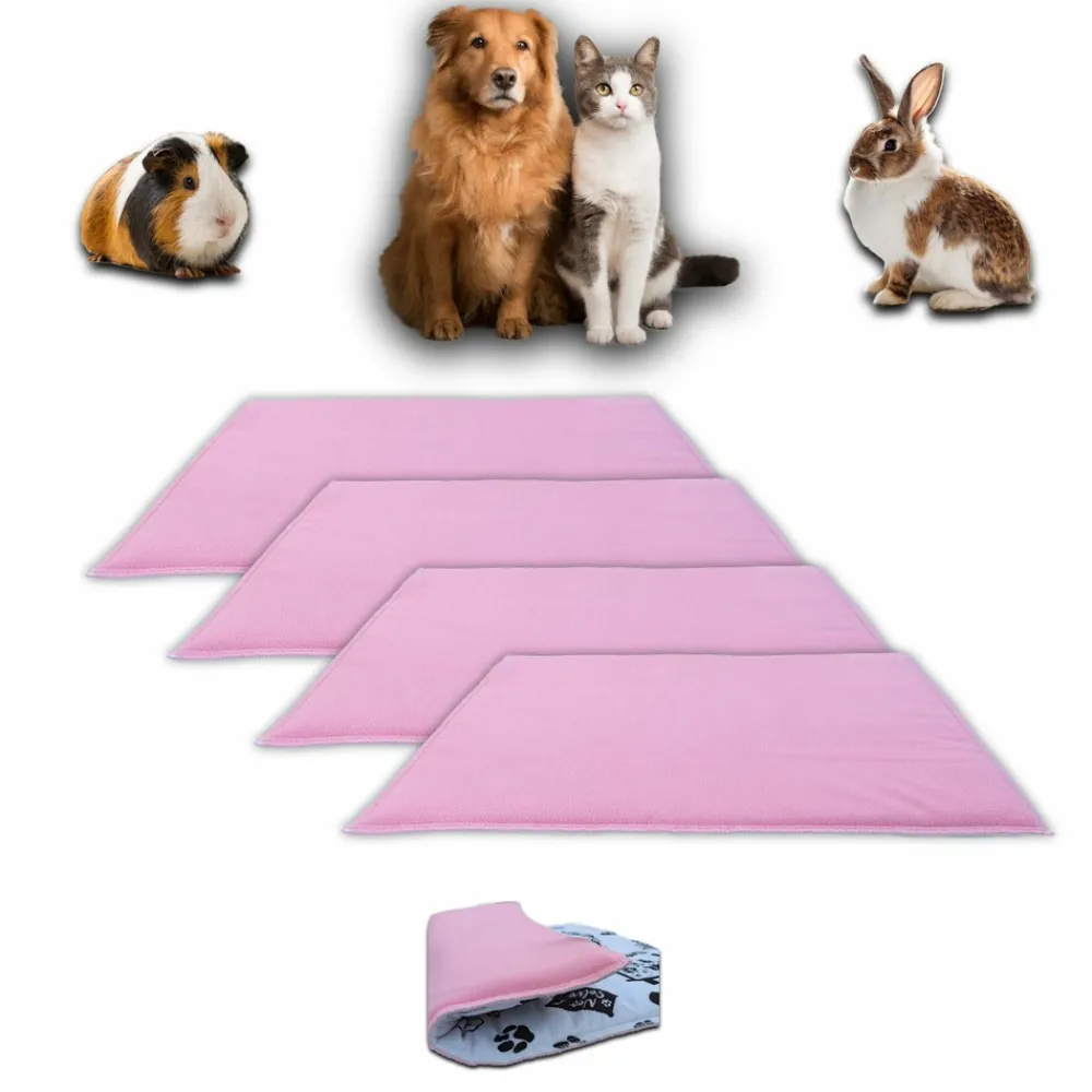 Neo Solvo Hygiène Et Soins | - Lot de 4 - tapis pour cochon d'inde et lapin en polaire 70 x 35 cm - polaire absorbant, lavable en machine, economique
