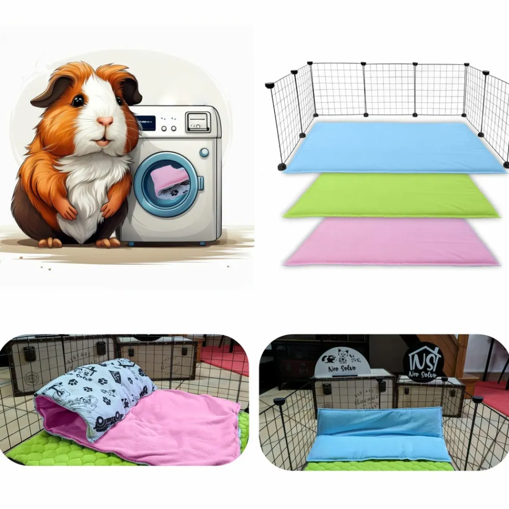 Neo Solvo Hygiène Et Soins | - Lot de 2 - tapis pour cochon d'inde et lapin en polaire 140 x 70 cm - polaire absorbant, lavable en machine, economique