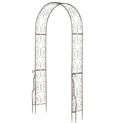 Outsunny - Arche de jardin arche à rosiers style fer forgé dim. 120l x 30l x 226h cm métal époxy noir vieilli cuivré New