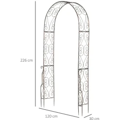 Outsunny - Arche de jardin arche à rosiers style fer forgé dim. 120l x 30l x 226h cm métal époxy noir vieilli cuivré New