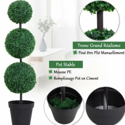 Outsunny - Buis vert artificiel topiaire artificielle dim. Ø 30 x 112H cm Outlet