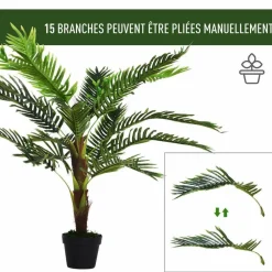 Outsunny - Palmier artificiel H.123 cm - pot inclus Clearance
