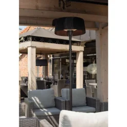 OutTrade - Chauffage d'extérieur sur pied en aluminium noir - H 195 x D.50 cm Hot