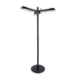 OutTrade - Chauffage halogène extérieur parasol SUNRED acier argent - D.100 cm Clearance