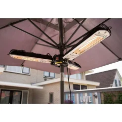 OutTrade - Chauffage halogène extérieur parasol SUNRED acier argent - D.100 cm Clearance