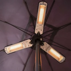 OutTrade - Chauffage halogène extérieur parasol SUNRED acier argent - D.100 cm Clearance