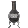 OutTrade Chauffage D’Extérieur | - Cheminée d'extérieur SAUDA noire - 38x38x90 cm