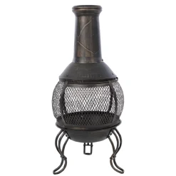 OutTrade Chauffage D’Extérieur | - Cheminée d'extérieur SAUDA noire - 38x38x90 cm