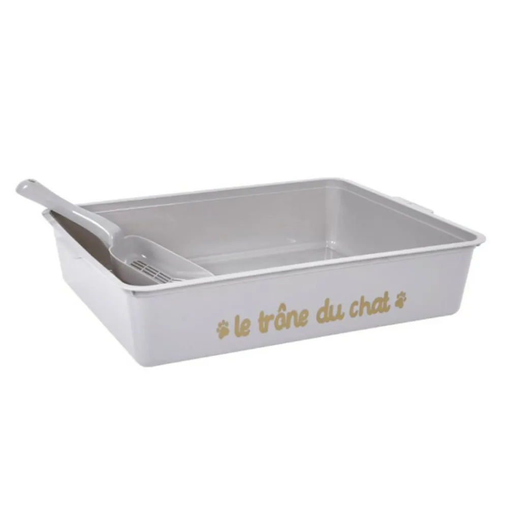 Paris Prix Hygiène Et Soins | - Bac à litière & pelle "chat" 42cm gris