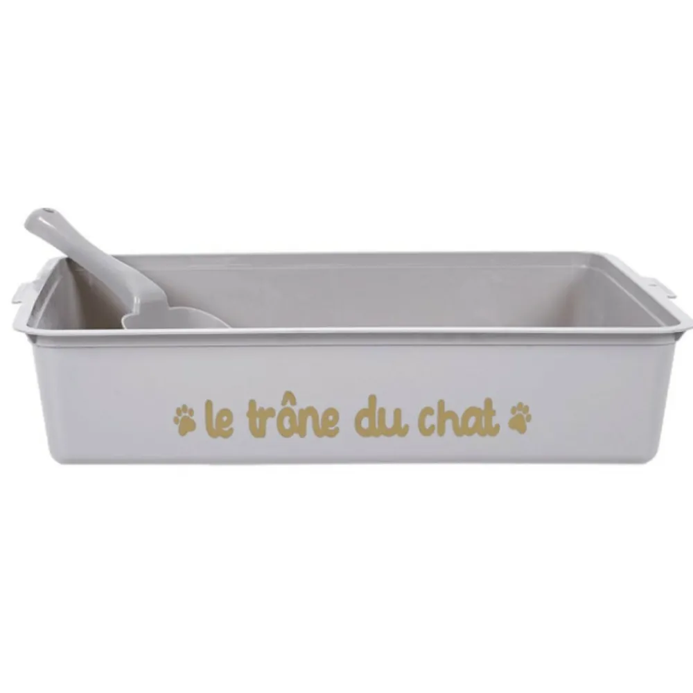 Paris Prix Hygiène Et Soins | - Bac à litière & pelle "chat" 42cm gris